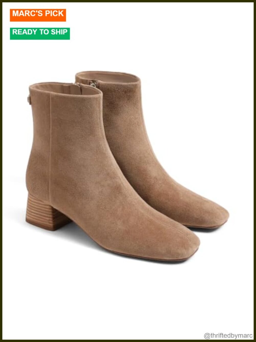 Womens Suede Ankle Boots Square Toe Chunky Low Heel Zip Fall Booties